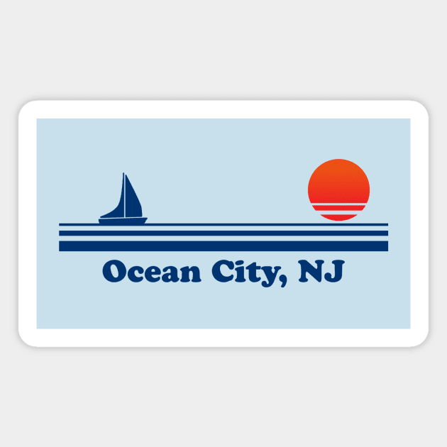 Ocean City, NJ - Sailboat Sunrise Magnet by GloopTrekker